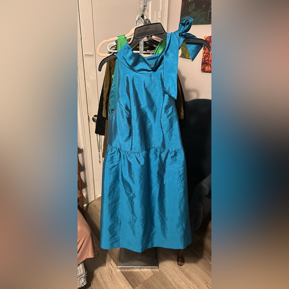 Satin teal dress